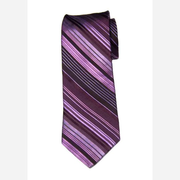 Ted Baker London Silk Tie Purple Stripe Men's Long - Picture 1 of 2